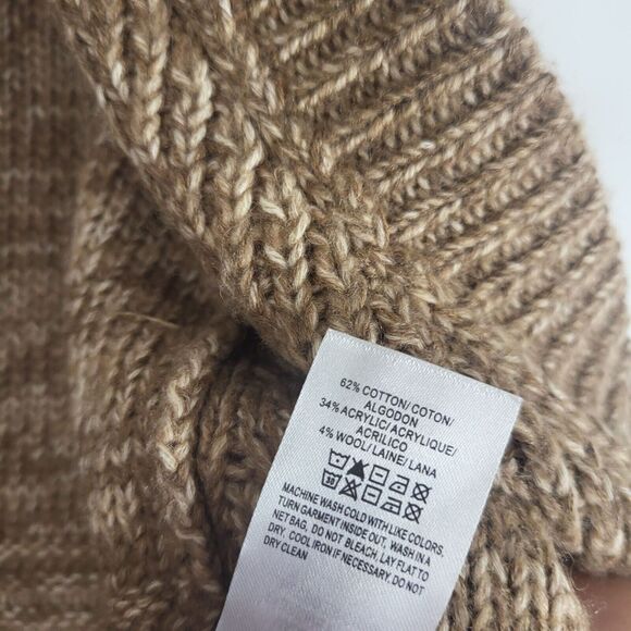Lucky Brand Open Front Sweater XS Womens Long Sleeve Brown Chunky Knit Top - Picture 7 of 10